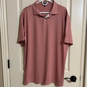 Peter Millar Salmon and White Striped Men’s Polo Size XL GOLF SPRING SUM…